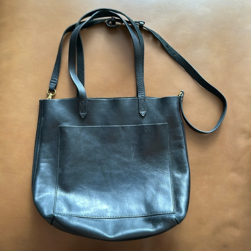 Madewell black leather tote bag medium